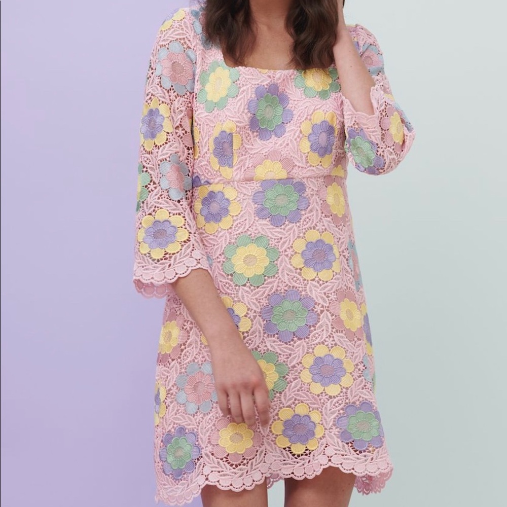 Olivia Rubin Luella Pink Lace Mini Dress